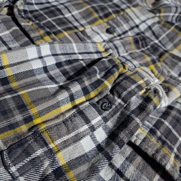 Woolrich‎ Men's LARGE Long Sleeve Button Up Yellow Gray Plaid - Picture 6 of 7
